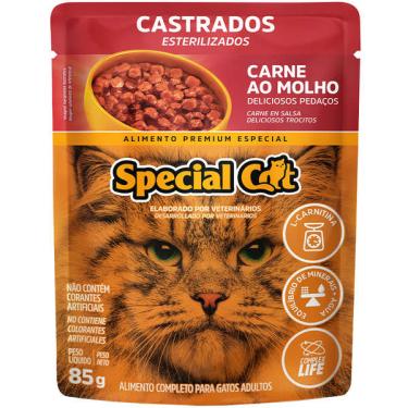 Imagem de Ração Úmida Special Cat Sachê Carne para Gatos Castrados - 85 g