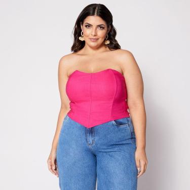 Imagem de Blusa Cropped Plus Morcego Corset com Bojo