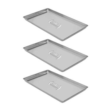 Imagem de Kit - 3 Formas Assadeiras Lisa Estampada Alumínio Biscoito 60 X 40 X 2 - Imeca