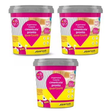 Imagem de Kit 3 Cimento Cola Pronto Pratico Facil Cimentcola 1Kg Quartzolit