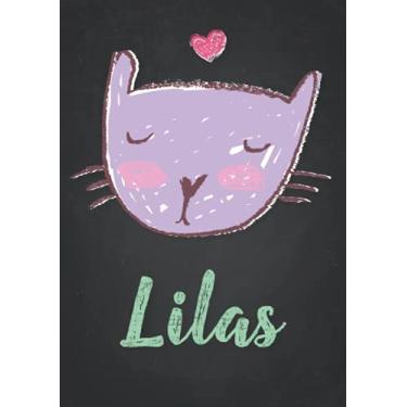 Imagem de Lilas: Carnet de notes A5 | Prénom personnalisé Lilas | Cadeau d'anniversaire pour fille, femme, maman, copine, sœur | Dessin de chat mignon | 120 pages lignée, Petit Format A5 (14.8 x 21 cm)