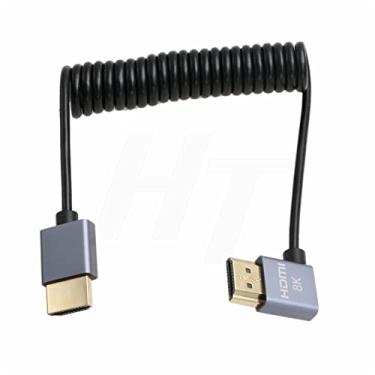 Imagem de HangTon Cabo HDMI 8K 4K 60fps fino enrolado ângulo esquerdo para ZCAM Sony A7siii Canon Nikon câmera ATOMOS Shinobi Ninja V Teclas de porta BM5 FEELWORLD BMPCC 4K Monitor Tipo A HDMI 2.1