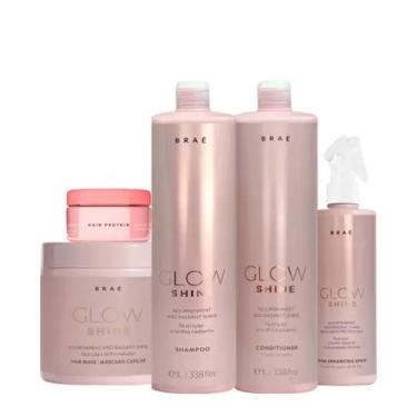 Imagem de Kit Braé Glow Shine Shampoo Condicionador Máscara Leave-In Protein (5