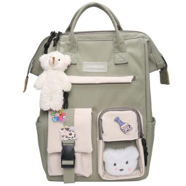 Imagem de Mochilas fofas Preppy Mochila Mulheres impermeáveis Candy Colors