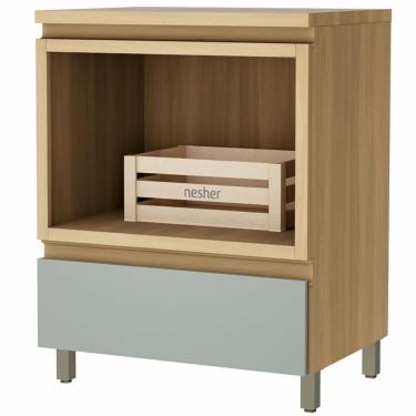 Imagem de Balcão Nesher Rainha em MDF 15mm com Nicho para Micro-ondas, 1 Gaveta e 1 Prateleira - 70cm de largura 