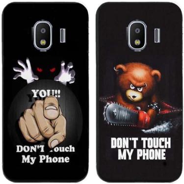 Imagem de 2 peças Bear You Don't Touch My Phone impresso TPU gel silicone capa de telefone traseira para Samsung Galaxy todas as séries (Galaxy J2 Pro 2018)