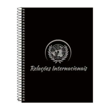 Imagem de Caderno Universitário Espiral 15 Matérias Profissões Relações Internacionais (Preto e Prata)