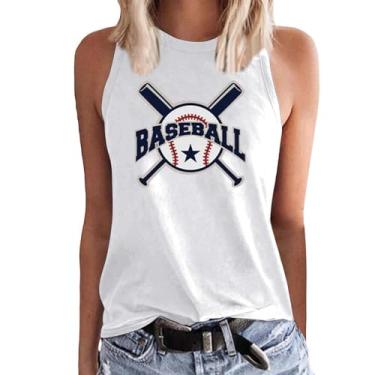 Imagem de Camisetas de beisebol femininas de beisebol com estampa de mãe e gola redonda pulôver coletes femininas regatas femininas camisetas de verão, Branco, XXG