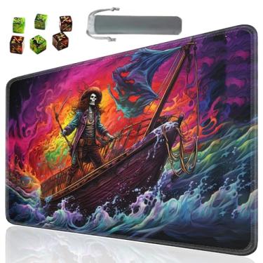 Imagem de SOTWONSO Tapete de mesa TCG para jogos de tabuleiro tamanho 60 x 35 cm mousepad compatível com MTG RPG CCG Trading Card Game Play tapetes com 6 dados (Playmat 89)