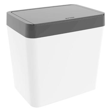 Imagem de Lixeira Pequena Retangular 5L Crippa Cozinha Pia Escritório Branco e Preto com Aro Interno