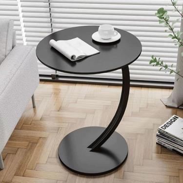 Imagem de Mesa lateral pequena para espaços pequenos com pés silenciosos feitos de Mdf + metal, mesas laterais na sala moderna para varanda, janelas salientes fáceis de instalar 8 cores, natural + pre