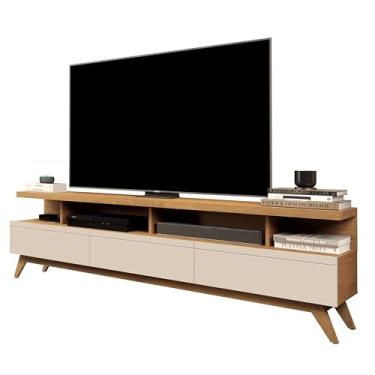 Imagem de Rack Vivare Wood 1.8 Para Sala Estar Tv Até 72 Polegadas (Nature/Off White)