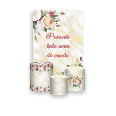 Imagem de Painel De Festa Vertical 1,50 x 2,20 + Trio De Capas Cilindro - Noivad