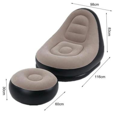 Imagem de 1 conjunto ótimo sofá preguiçoso inflável com tamborete de pé pvc sofá