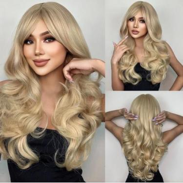 Imagem de Peruca Ondulada Com Franja Lindíssima Bio Orgânica Alta Qualidade - D&