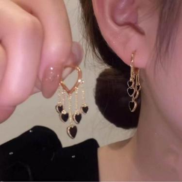 Imagem de Brinco Festa Feminino Delicado Pérola Strass Gota Luxo Pinge - anjo da