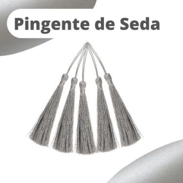 Imagem de Pingente De Seda Tassel - Franja - Prata - Com 50 Unidades - Nybc