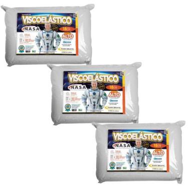 Imagem de Kit de 3 Travesseiros Extra Alto Nasa - Capa Removível - MarcByan