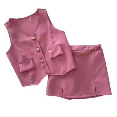 Imagem de Conjunto Saia Shorts infantil e juvenil menina oxford corrente - Vickm