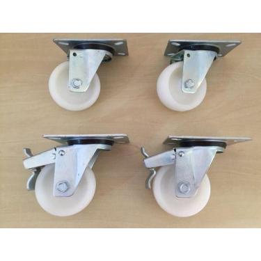 Imagem de (18pçs) Rodizio Girat. Placa 3pol. Nylon 3 C/ Freio + 15 Sem - ABCMAIO