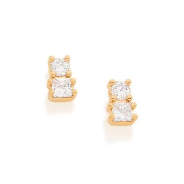 Imagem de Brinco folheado a ouro 18k com zircônias branco/526393 - Rommanel 