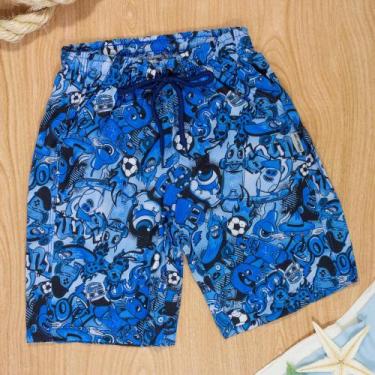 Imagem de Bermuda Praia Infantil Bolsinho Street Art Royalblue Menino - Tubekids