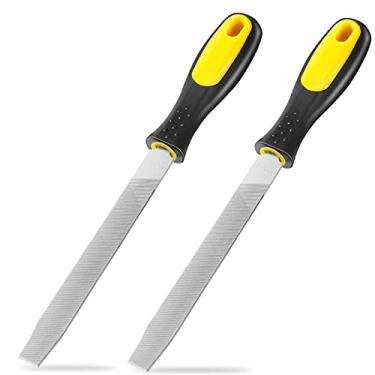 Imagem de Zhehao 2 peças de lixa plana de metal afiador de machado de aço retangular moedor de 15 cm corte único endurecido à mão com alça para afiação de machado de metal uso prolongado