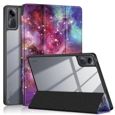 Imagem de Yiernuo Capa para Xiaomi Redmi Pad SE 11 polegadas 2023, capa traseira transparente anticolisão com função despertar/hibernar automática, Galaxy