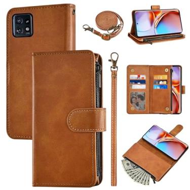 Imagem de Furiet Capa carteira para Motorola Edge+ Plus 2023/Edge 40 Pro 5G/Moto X40 com alça de pulso e alça de ombro flip de couro PU elegante 6 porta-cartões, bolso para dinheiro, acessórios para celular
