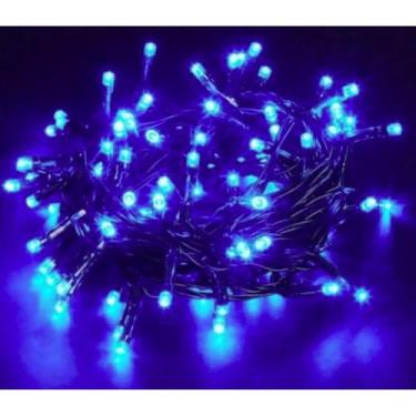 Imagem de Pisca-Pisca Cordão Fio Verde 100 Led Azul 8 Funcoes 110V - Brilliant