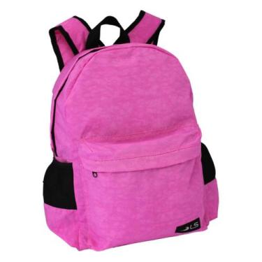 Imagem de Mochila Escolar 4 Divisões Feminina Ls Bolsas Em Nylon Amassado Rosa P
