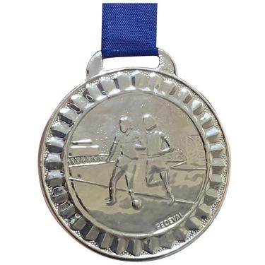 Imagem de Kit 15 Medalhas Futebol Futebol Futmesa Beach Soccer 4,5cm prata