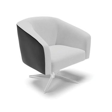 Imagem de Cadeira Sala De Jantar Giratória Base Cromada Stella Pto/linho D03 - D`rossi Cor Cinza