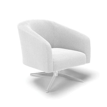 Imagem de Cadeira Sala De Jantar Giratória Base Cromada Stella Bouclê D03 - D`rossi Cor Off White