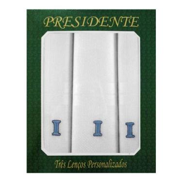 Imagem de Caixa Lenço Masculino Iniciais Bordadas - Letra I - Premier Presidente