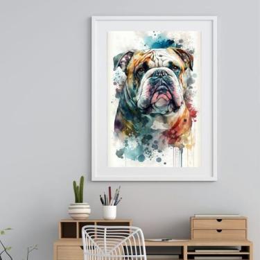 Imagem de Quadro Aquarela Bulldog Inglês - 60x48cm - Quadros On-line