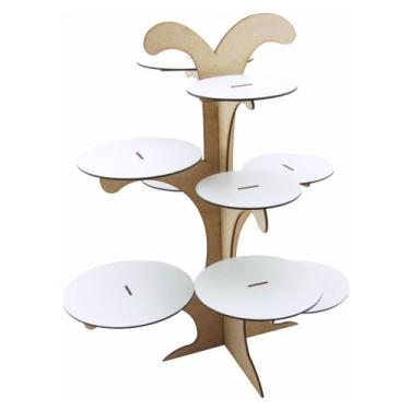 Imagem de Árvore Porta Doces Cupcake Linha Premium - Mdf Branco - Modernarte