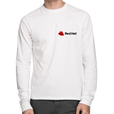 Imagem de Camiseta Algodão Red Hat Linux Manga Longa - Foca na Moda, Branco, GGG