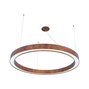 Imagem de Pendente Anel 40cm LED 15w 2700k em Madeira Imbuia - FOXLustres