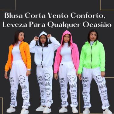 Imagem de Blusa de Frio Corta Vento Feminina Agasalho Jaqueta Neon Ultra Fina - 