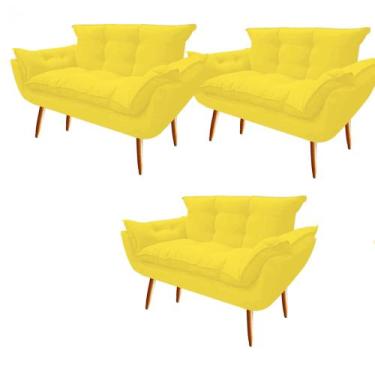 Imagem de Kit 03 Namoradeira  Decorativa  Opala Pés Palito em Madeira 2 Lugares 