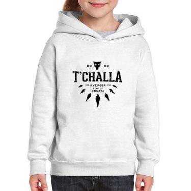 Imagem de Moletom Infantil T'Challa King of Wakanda - Foca na Moda, Branco, 14