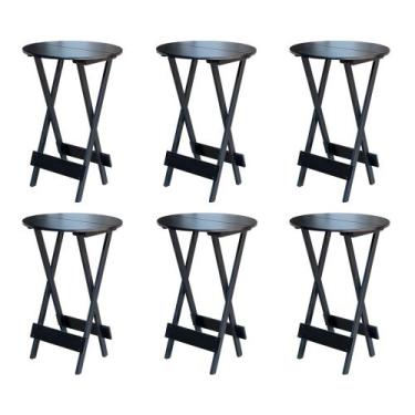Imagem de Kit 6 Mesas de Madeira Bistrô Dobravel Ideal para Bar e Restaurante Pr