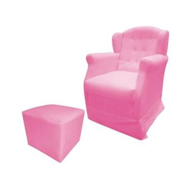 Imagem de Poltrona Cadeira De Amamentação Com Balanço Manu Suede Rosa Bebê Ms De