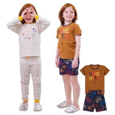 Imagem de Kit 2 Conjuntos Pijama Infantil para Meninos ou Meninas 1 Inverno Meia