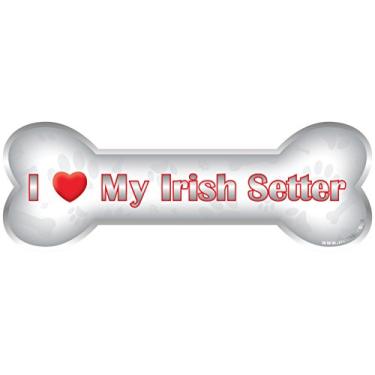 Imagem de iLeesh I Love My Irish Setter Bone Car Ímã refletivo cromado