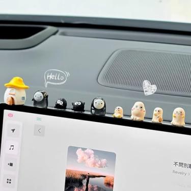 Imagem de 9 peças de estatuetas de resina de casa fantasma fofa decoração de interiores de carro acessórios de espelho retrovisor ornamento de painel para micro paisagem vasos de plantas decorações para