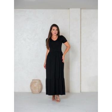 Imagem de Vestido Cropped Decote em V com Manga Saia Uma Maria - luh may, Preto,