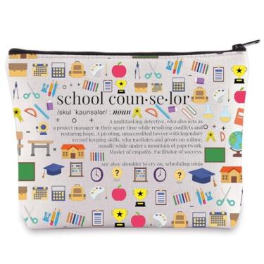 Imagem de BWWKTOP Bolsa de maquiagem com definição de conselheiro escolar, presente de agradecimento de professor, aconselhamento escolar, terapeuta, merch, School Counselor, Bolsa
