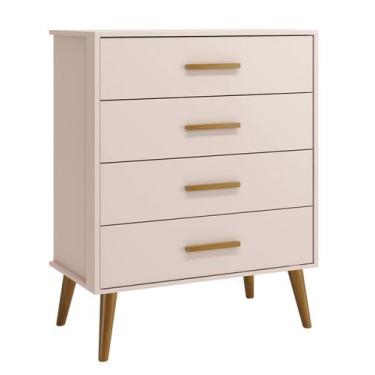 Imagem de Cômoda Gaveteira Retrô Isis Rosa Fosco - MoveisAqui